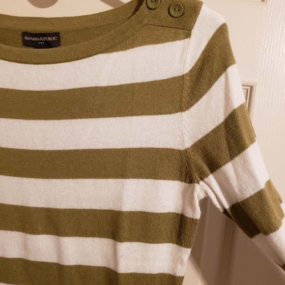 2/$30 Banana Republic Factory 3/4 Sleeve Striped Sweater Soft Angora - Picture 8 of 11